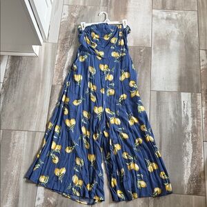 Blue Jumpsuit with Lemon Print size L